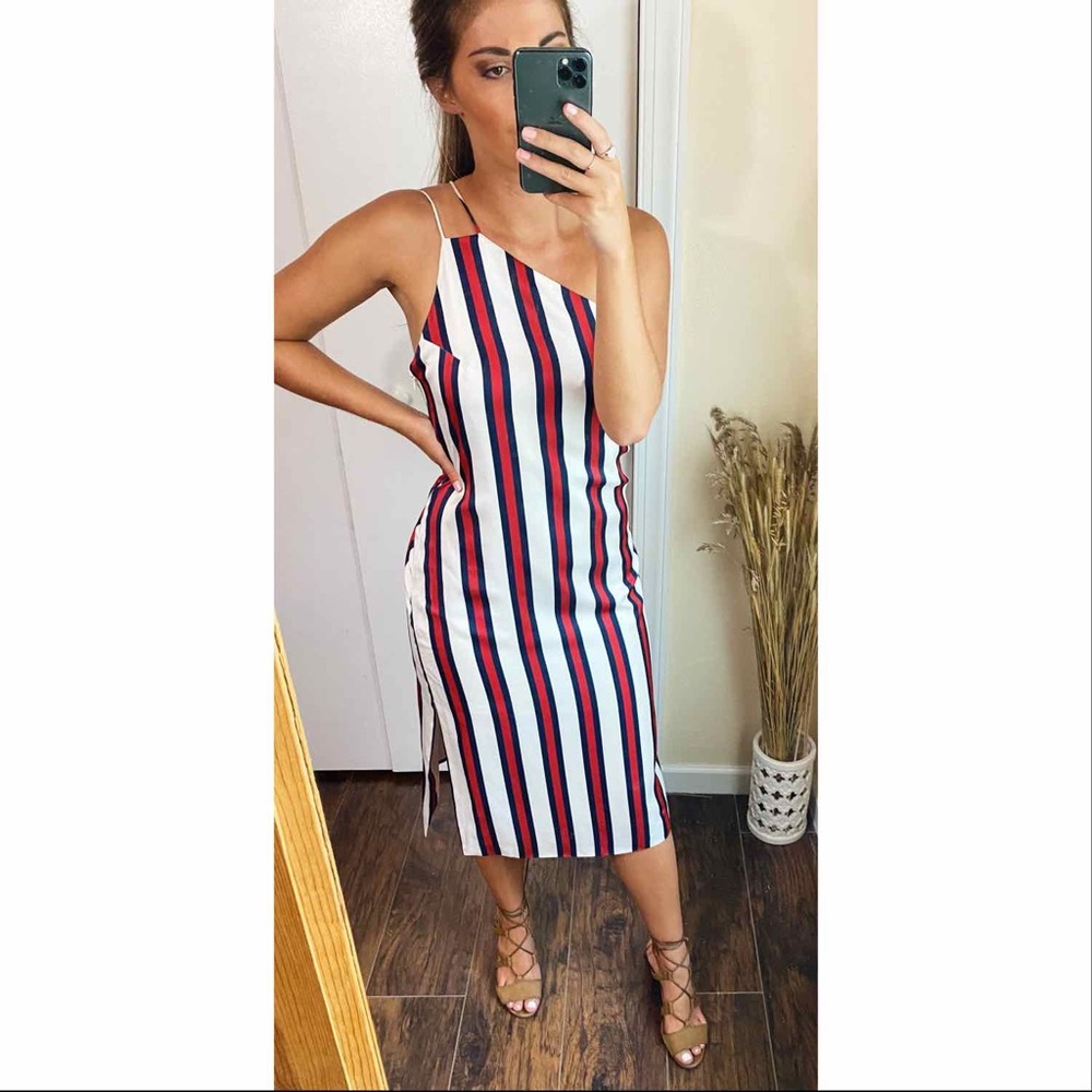 Stripe one shoulder dress